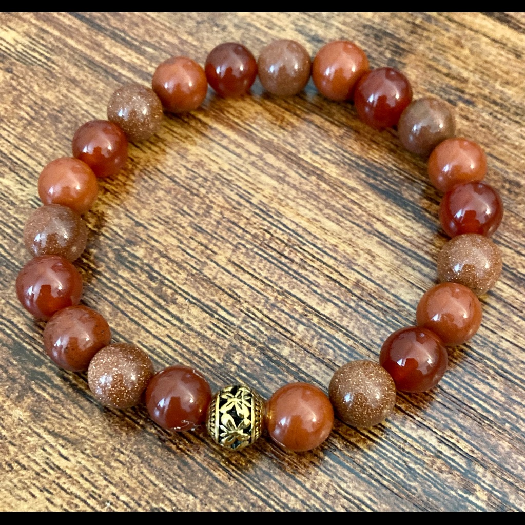 Success And Luck Stone Crystal Bead Bracelet Jasper Carnelian Red Gold Bracelet